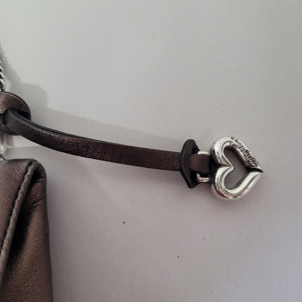 Brighton Scarlet Bronze Fold Over Leather Handbag Silver Strap W/Dust Bag EUC - Picture 6 of 12